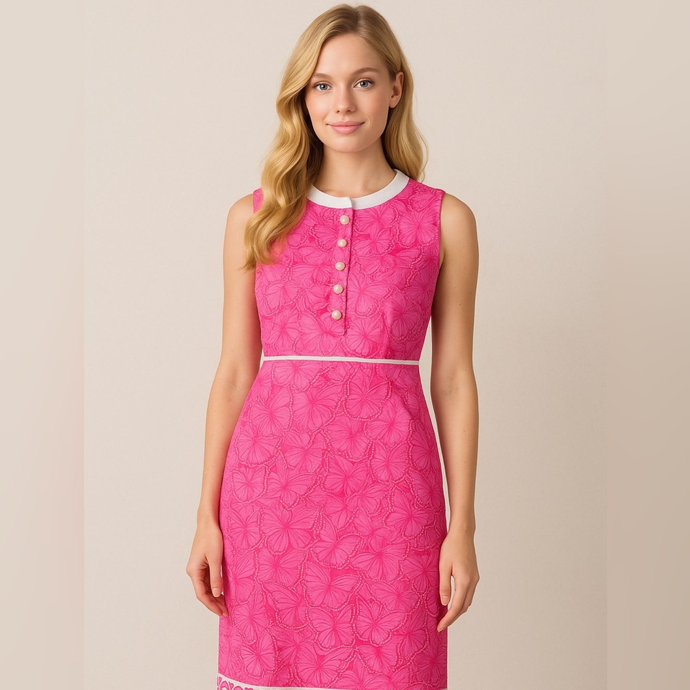 Lilly Pulitzer Lee Shift Printed Sateen Pink Sleeveless Summer Dress size 6